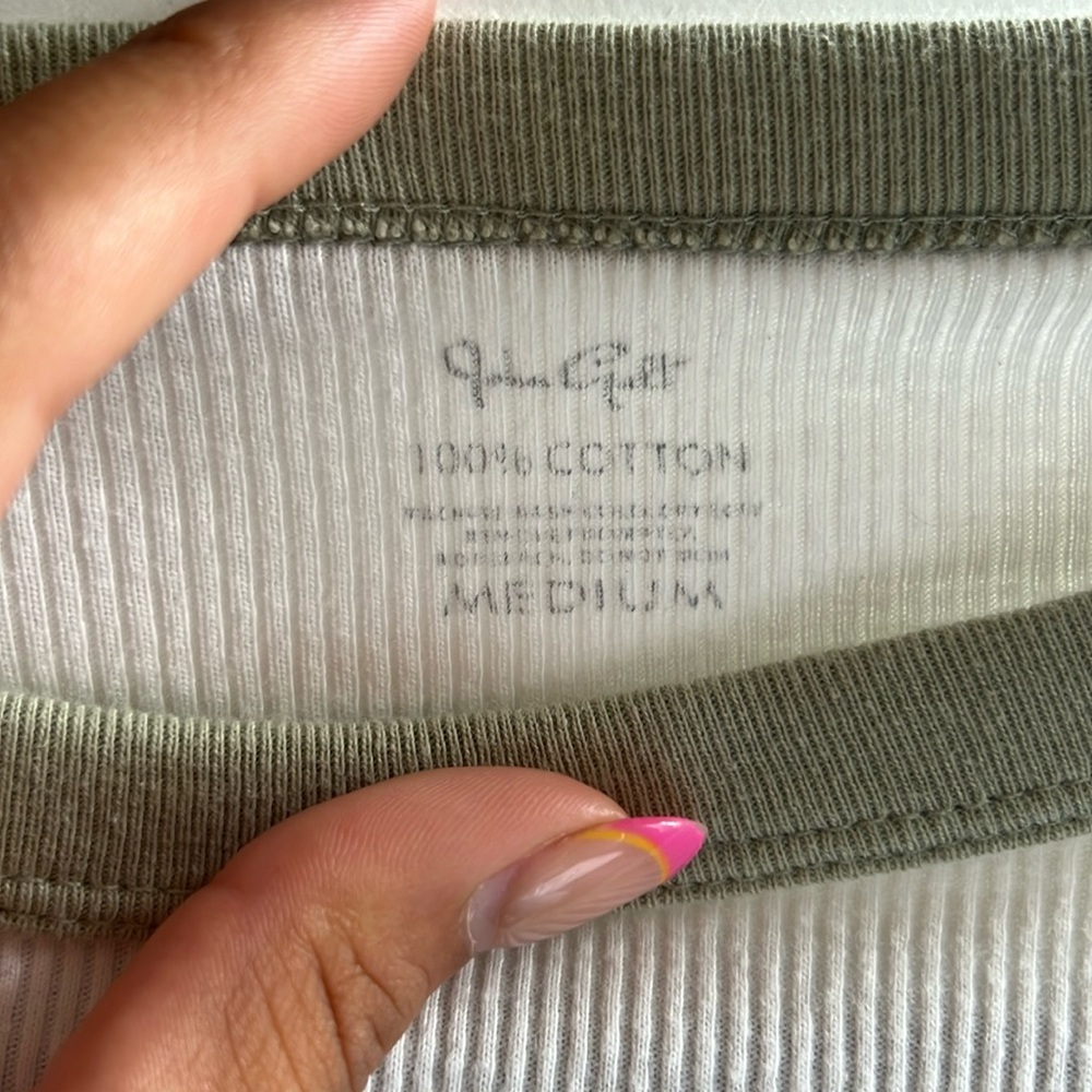 Brandy Melville two tone green and white long sleeve